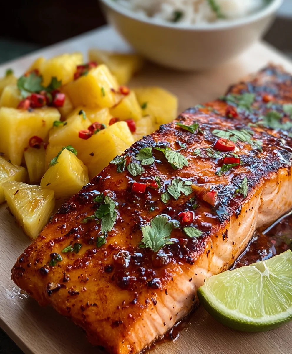 Pineapple Chipotle Salmon-Sweet Spicy Grilled Flavor