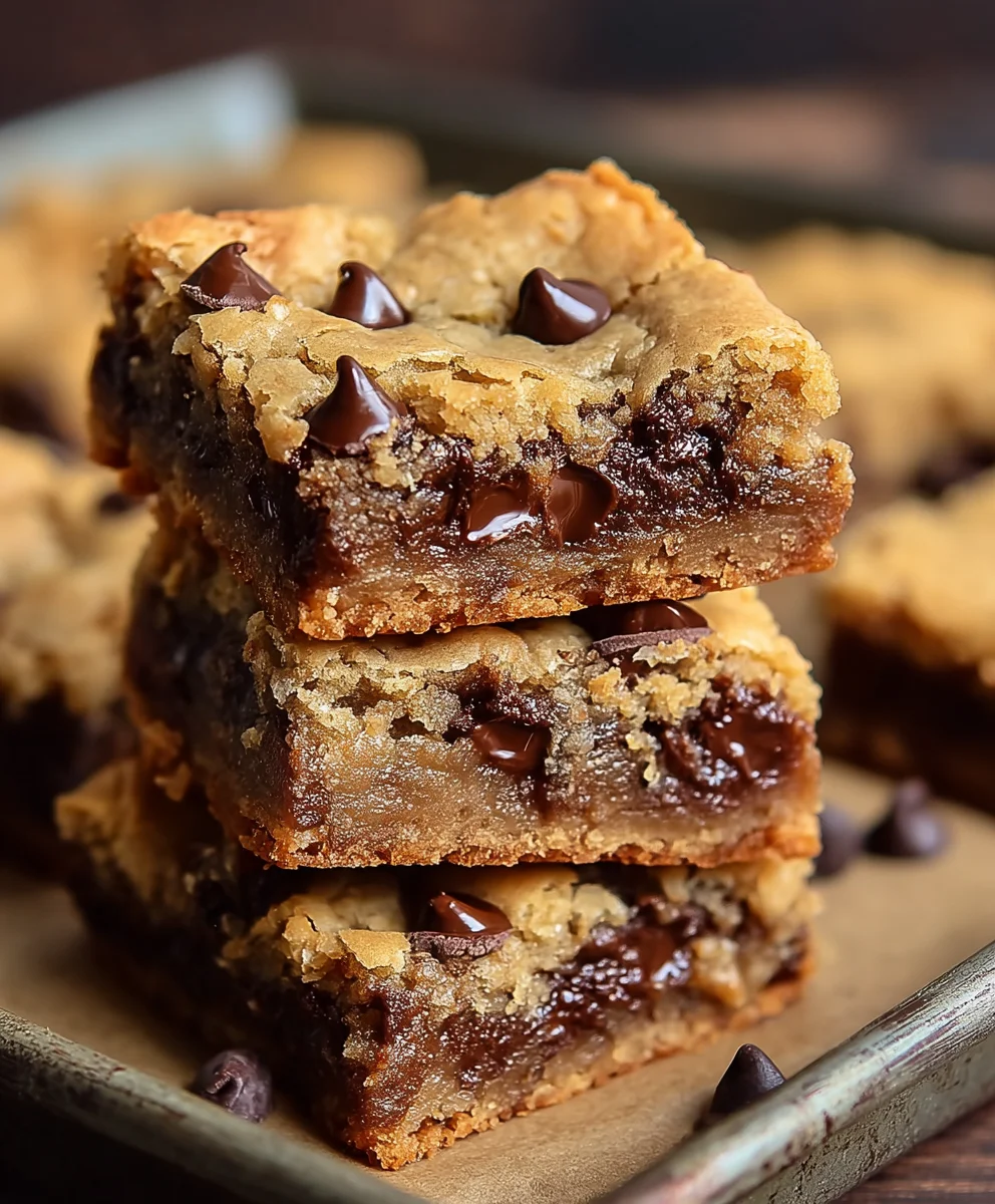 Gooey Chocolate Chip Cookie Bars- Easy Homemade Recipe
