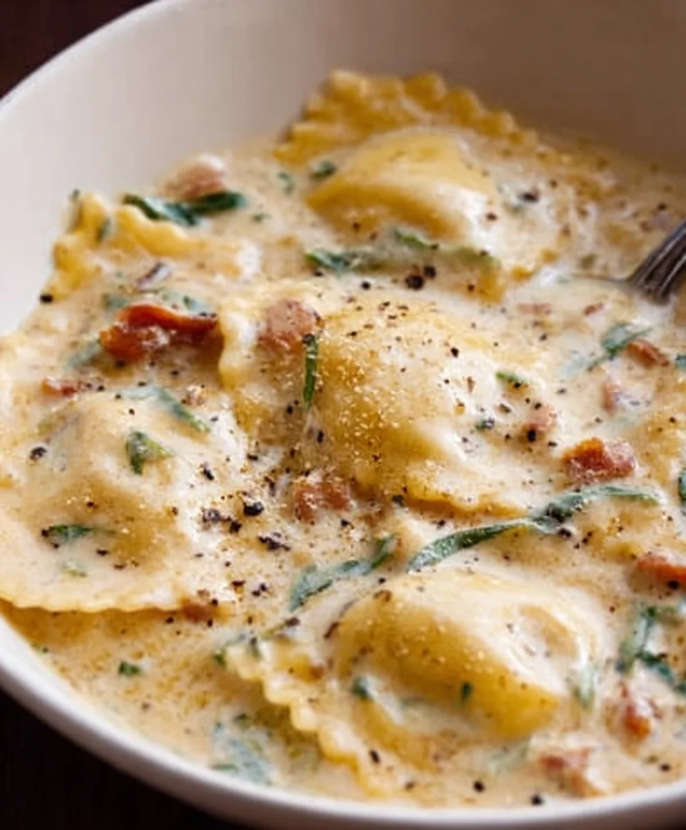 Creamy Tuscan Ravioli Soup - Easy Comfort Food Recipe