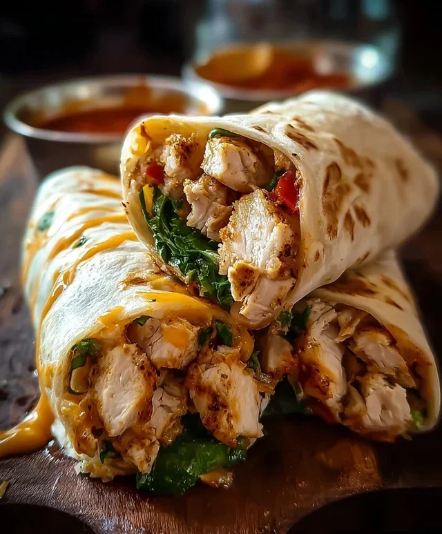 Cheesy Garlic Chicken Wraps