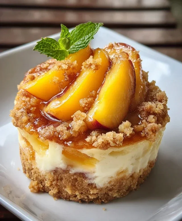 Stuffed Peach Cobbler Mini Cheesecake