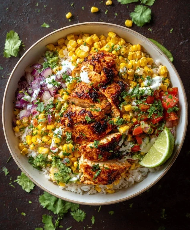 Street Corn Chicken Rice Bowl