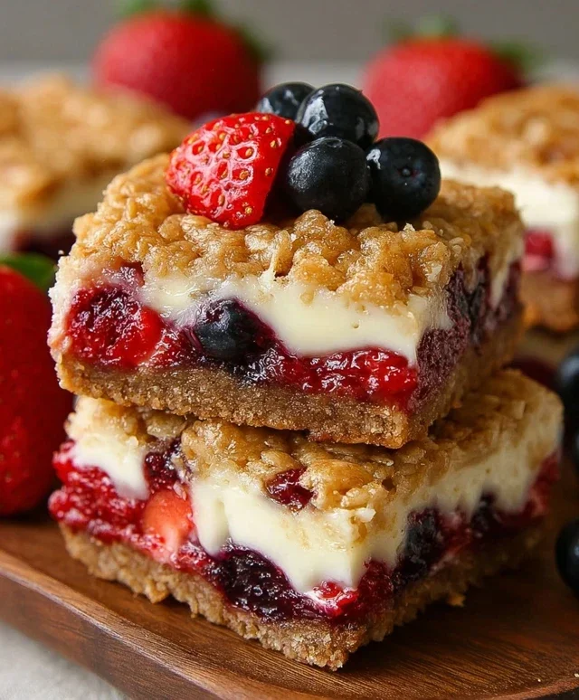 Berry Oatmeal Cheesecake Bars
