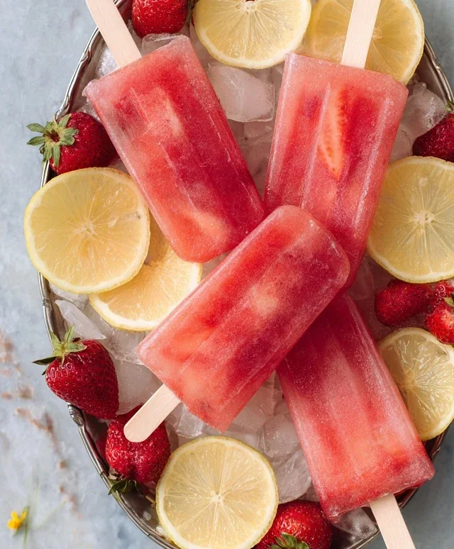 Strawberry Lemonade Popsicles
