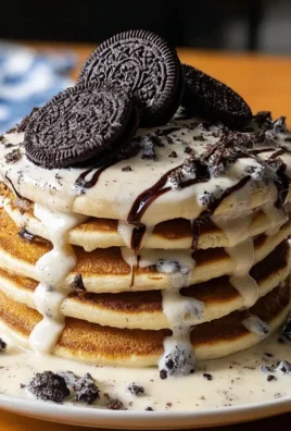 Oreo Pancakes with Cream Cheese Drizzle