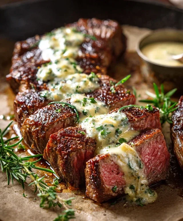 Garlic Butter Steak With Parmesan Cream Sauce