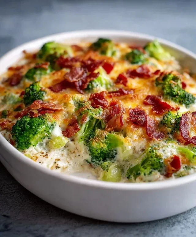 Creamy Low Carb Chicken Casserole with Broccoli and Beef Beef Bacon