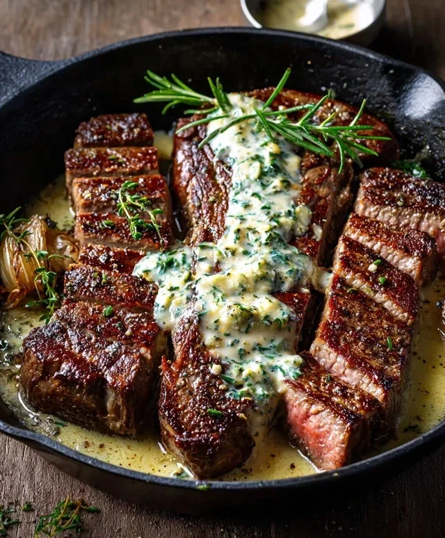 Garlic Butter Steak With Parmesan Cream Sauce