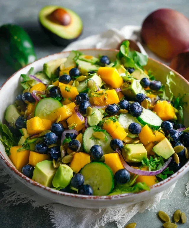 Mango Cucumber Salad with Blueberry and Avocado