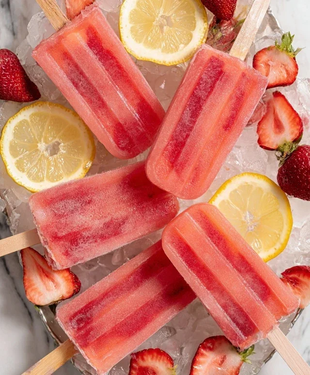 Strawberry Lemonade Popsicles