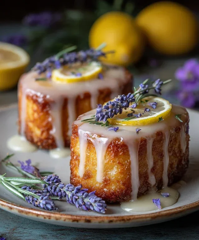 Mini Lemon Cakes With Lavender Glaze