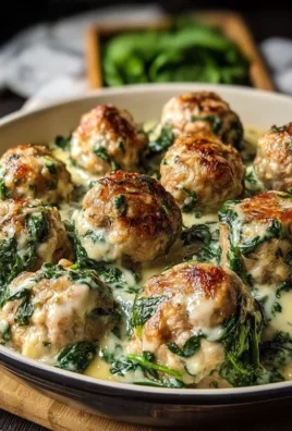 Southern Style Baked Chicken Ricotta Meatballs with Spinach Alfredo