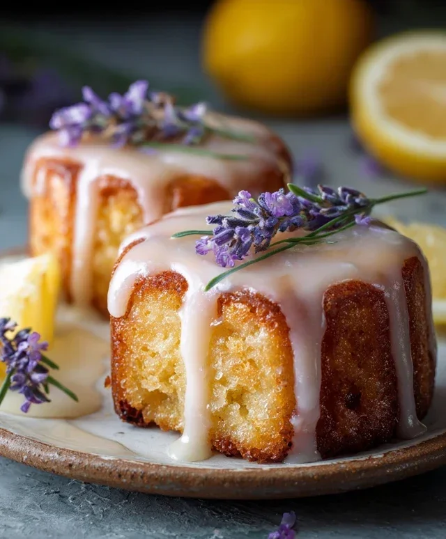 Mini Lemon Cakes With Lavender Glaze