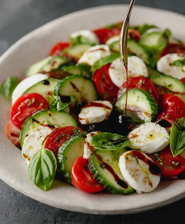 Fresh Cucumber Caprese Salad