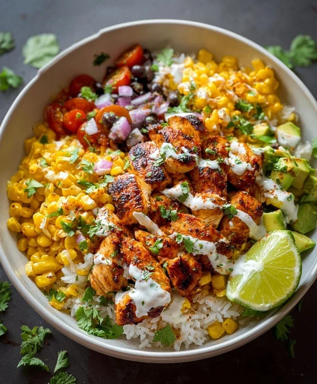 Street Corn Chicken Rice Bowl