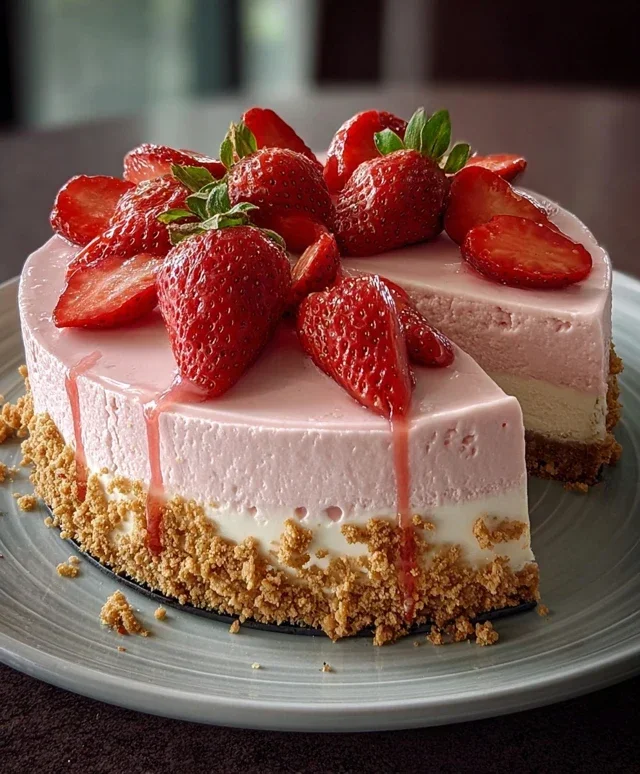 Pink Strawberry Crunch Cheesecake