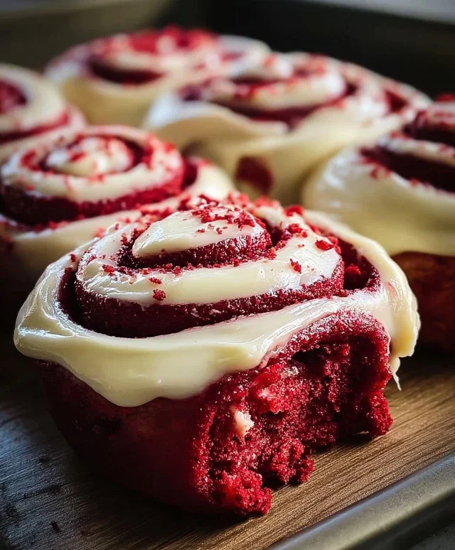 Red Velvet Cinnamon Rolls with Cream Cheese Icing