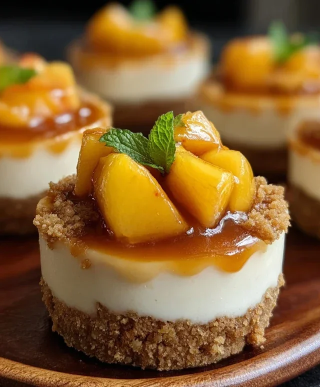 Peach Cobbler Mini Cheesecakes