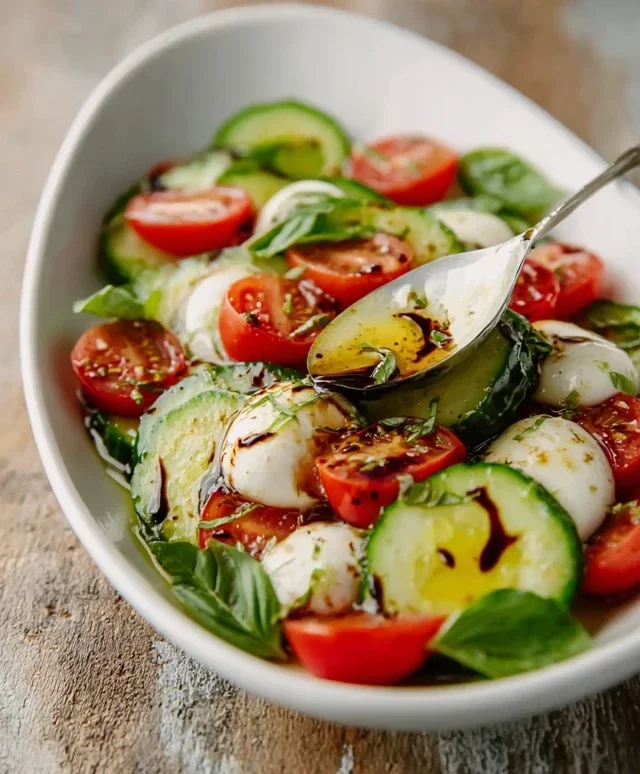 Fresh Cucumber Caprese Salad