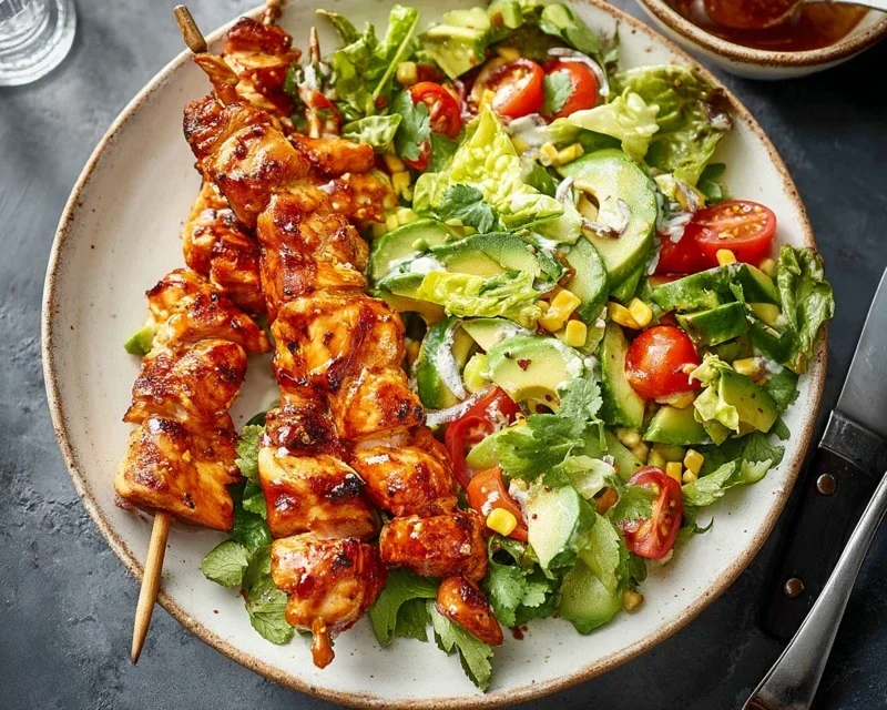 BBQ Chicken Skewer Salad