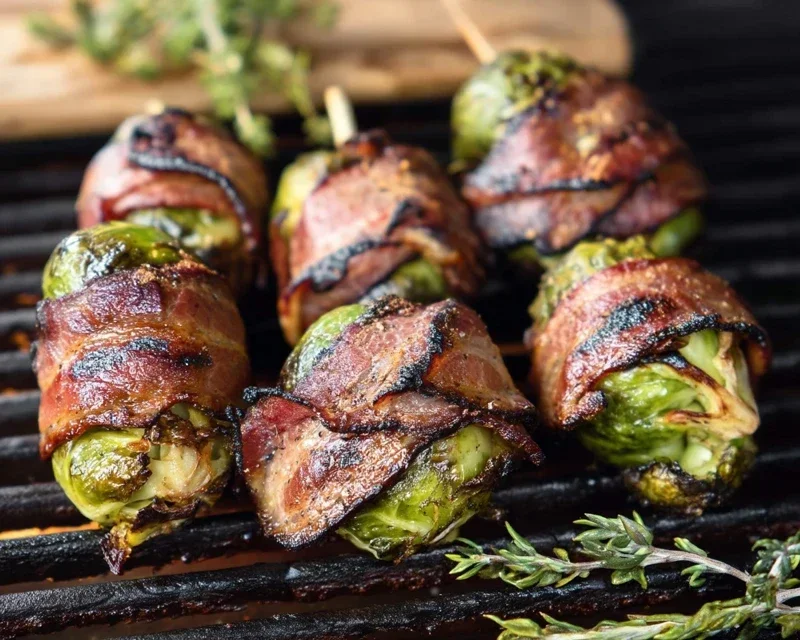 Grilled Beef Beef Bacon Wrapped Brussels Sprouts