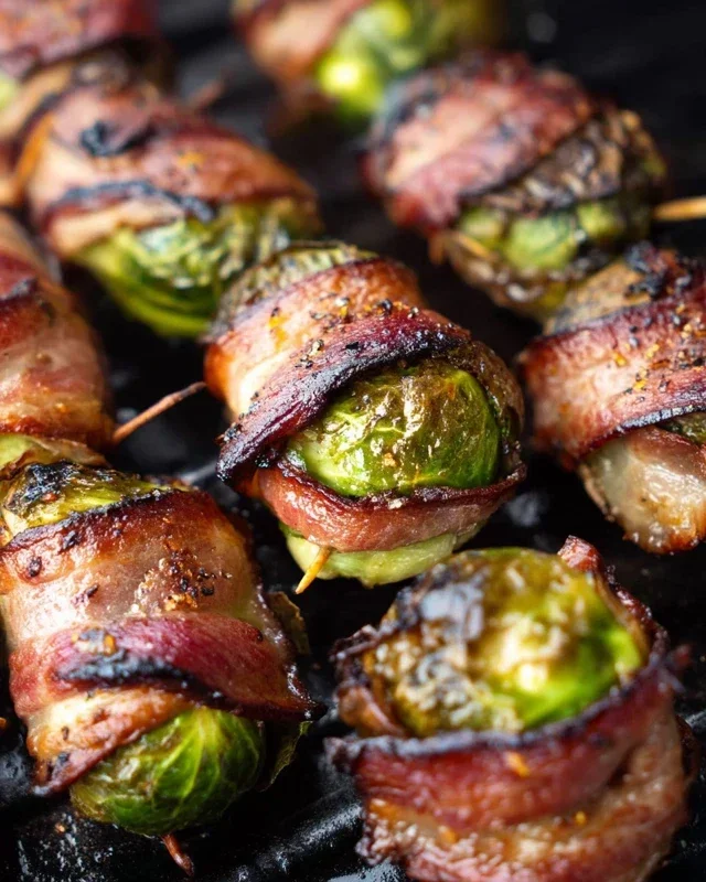 Grilled Beef Beef Bacon Wrapped Brussels Sprouts