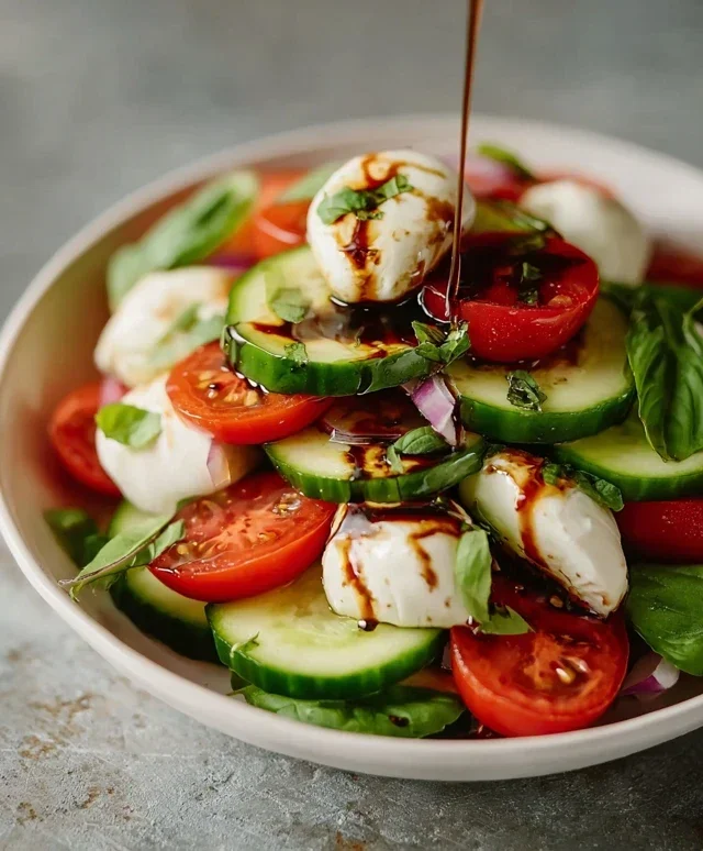 Fresh Cucumber Caprese Salad
