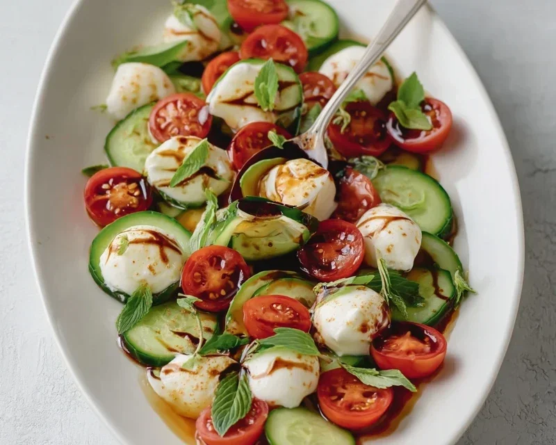 Fresh Cucumber Caprese Salad