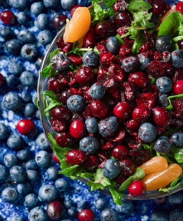 Cranberry Blueberry Salad with Blueberry Balsamic Dressing