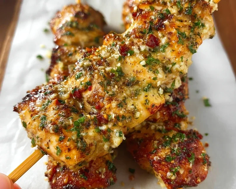 Garlic Parmesan Chicken Skewers