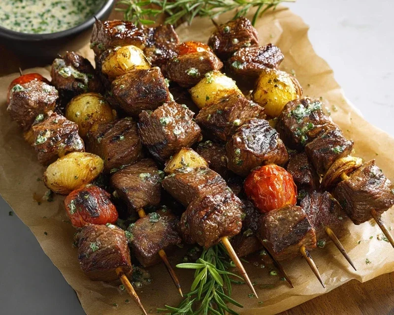 Rosemary Garlic Steak Kebabs