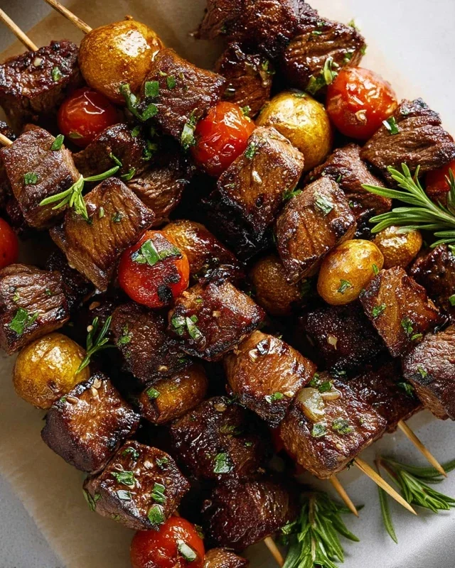 Rosemary Garlic Steak Kebabs