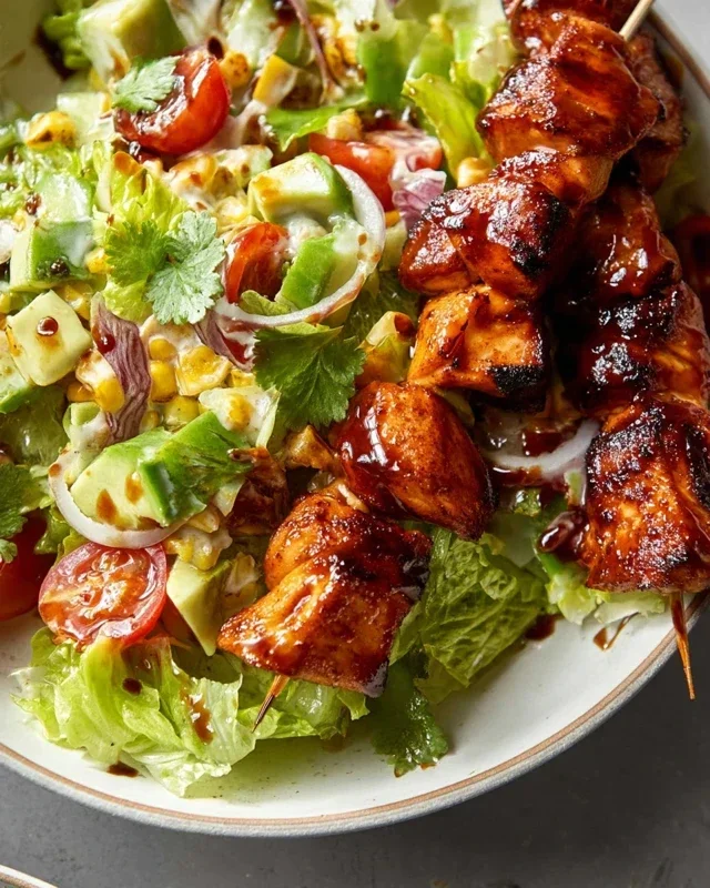 BBQ Chicken Skewer Salad