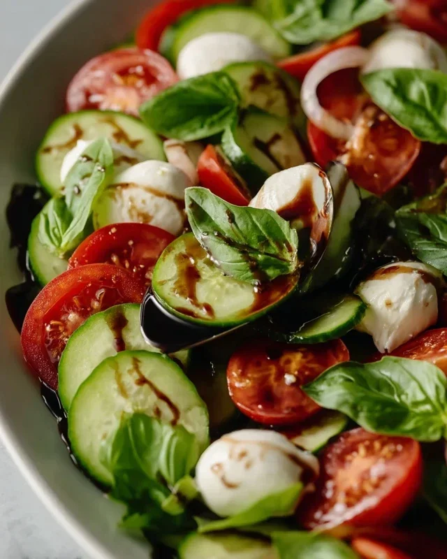 Fresh Cucumber Caprese Salad