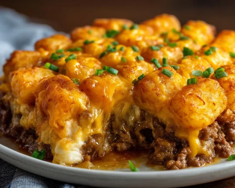 Tater Tot Casserole with Ground Beef