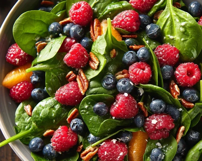 Berry Spinach Salad with Blueberries and Raspberries