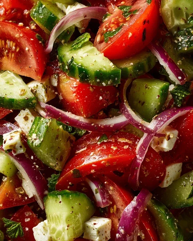 Mediterranean Salad with Cucumber, Tomato and Onion