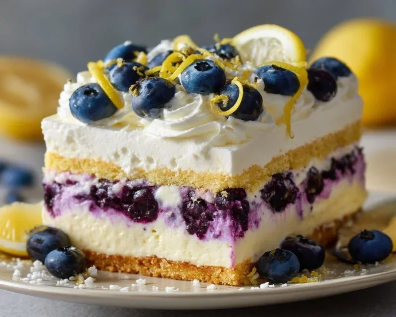 No-Bake Lemon dazzling Blueberry cream Cake