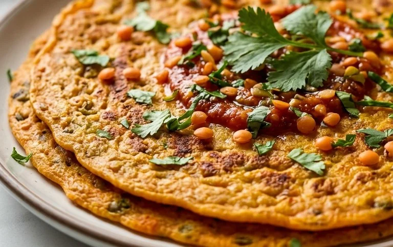 Masoor Dal Chilla | Savory Red Lentil Pancakes