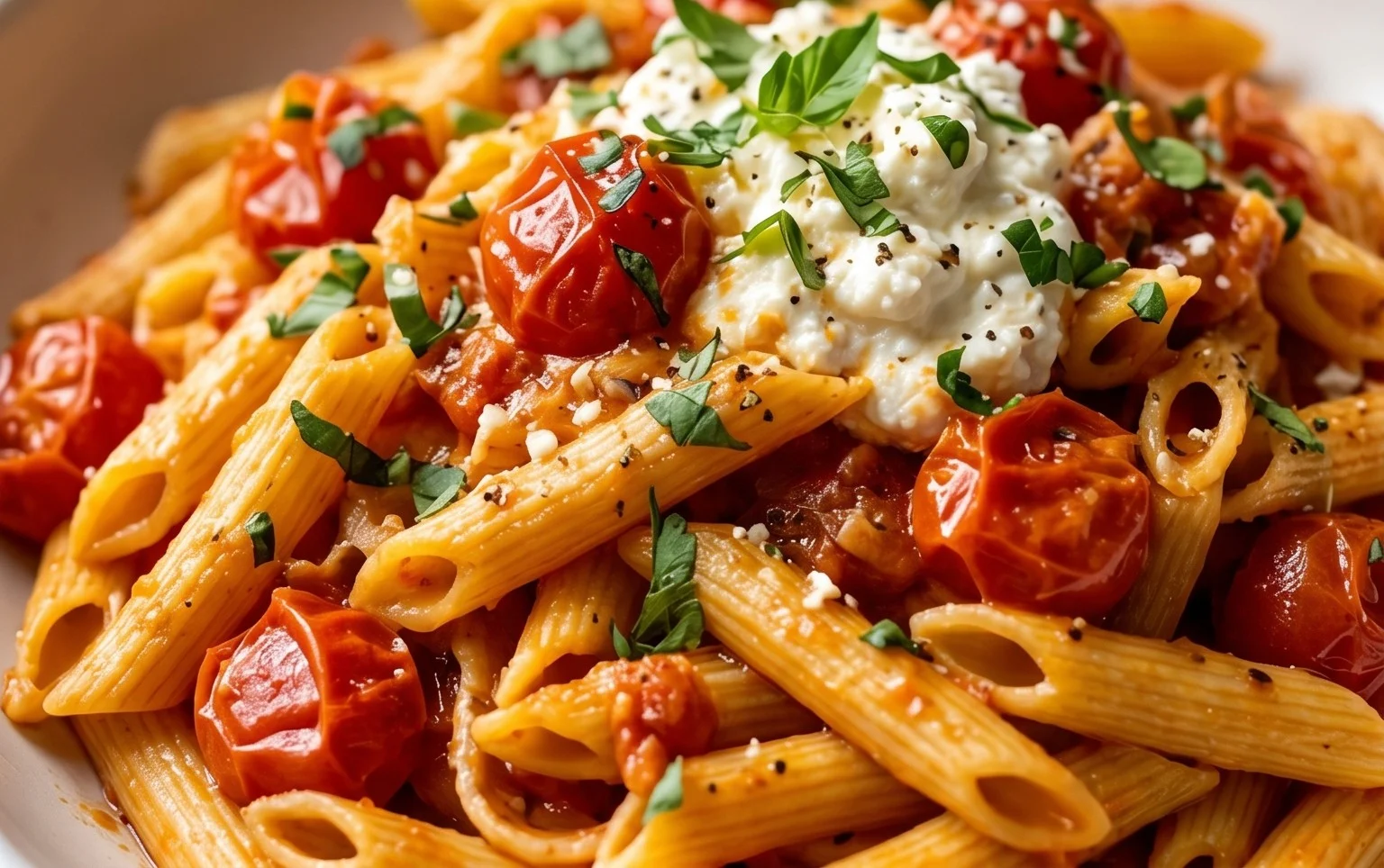 Roasted Tomato and Garlic Ricotta Pasta
