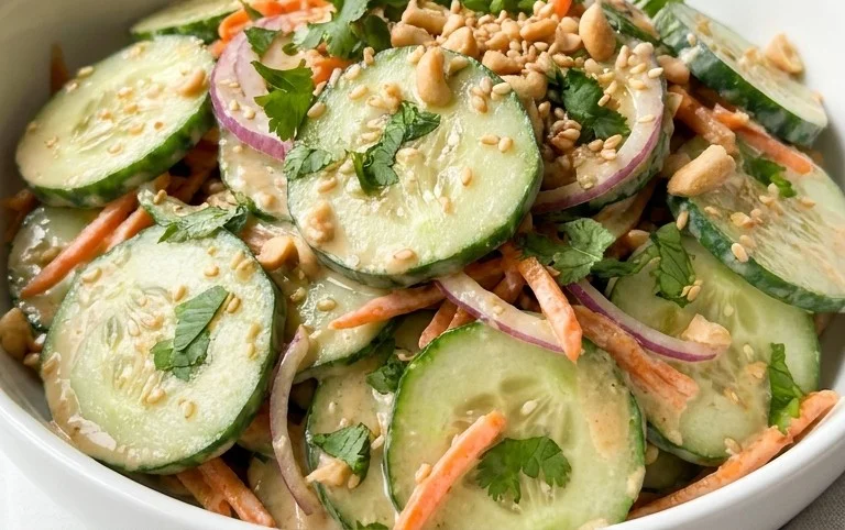 Creamy Asian Cucumber Salad Bowl