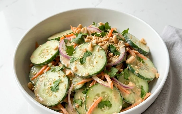 Creamy Asian Cucumber Salad Bowl