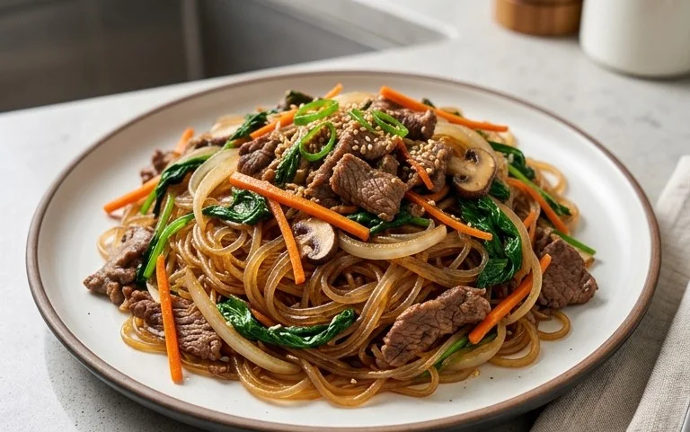 Japchae (Korean Glass Noodle Stir Fry)