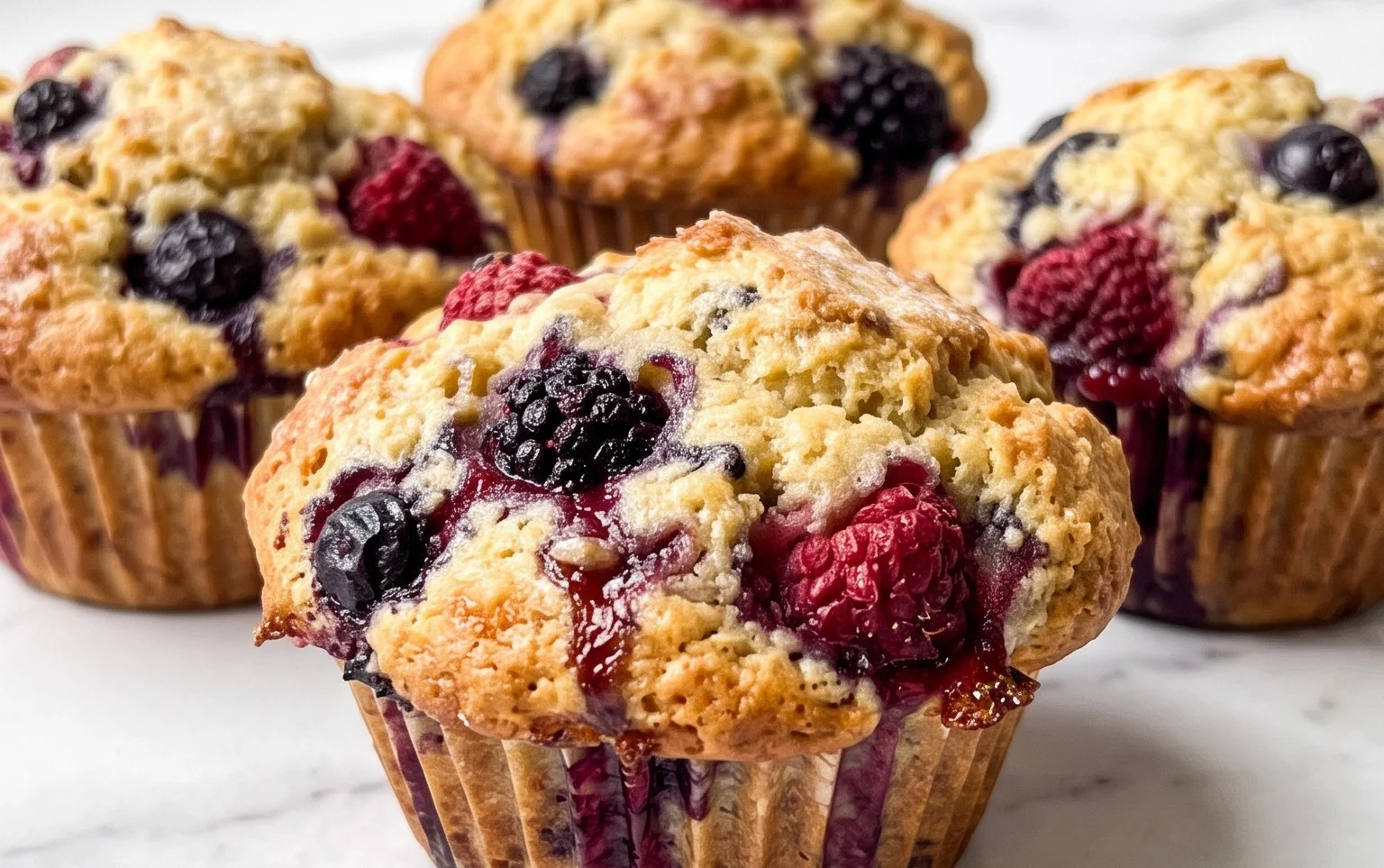 Bakery Style Mixed Berry Muffins | with Frozen Berries