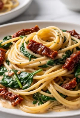 Spaghetti & Spinach with Sun-Dried Tomato Cream Sauce