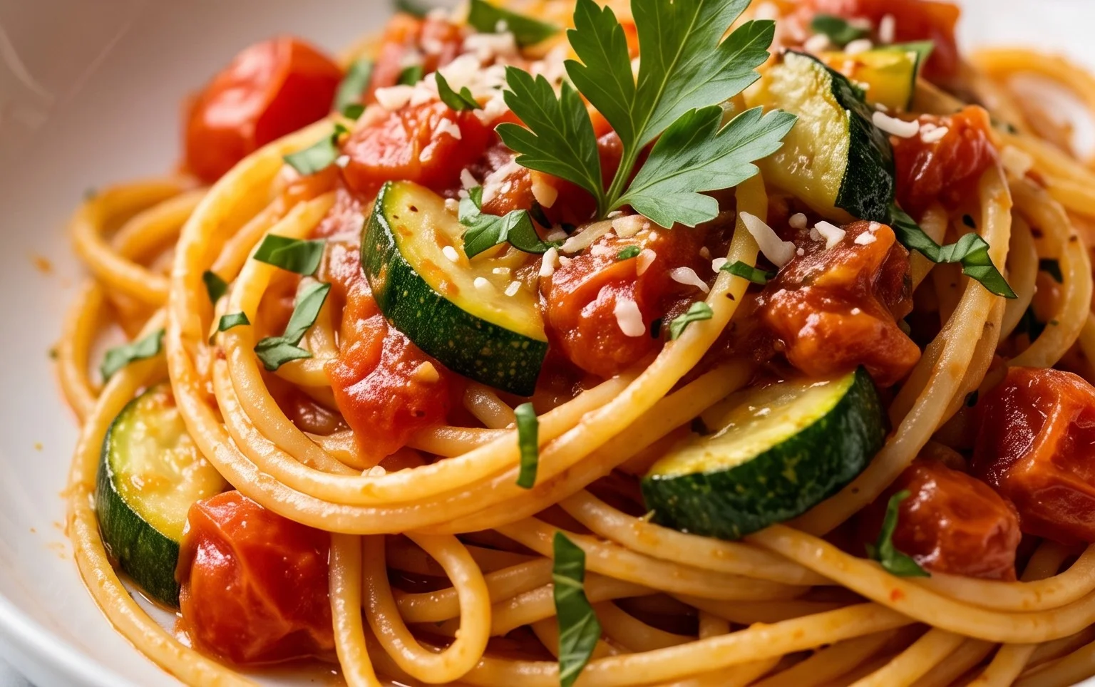 Healthy Tomato Zucchini Pasta