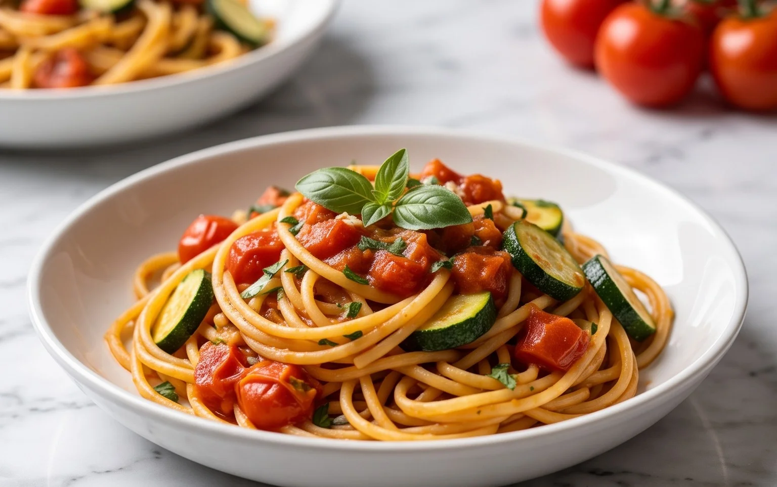 Healthy Tomato Zucchini Pasta