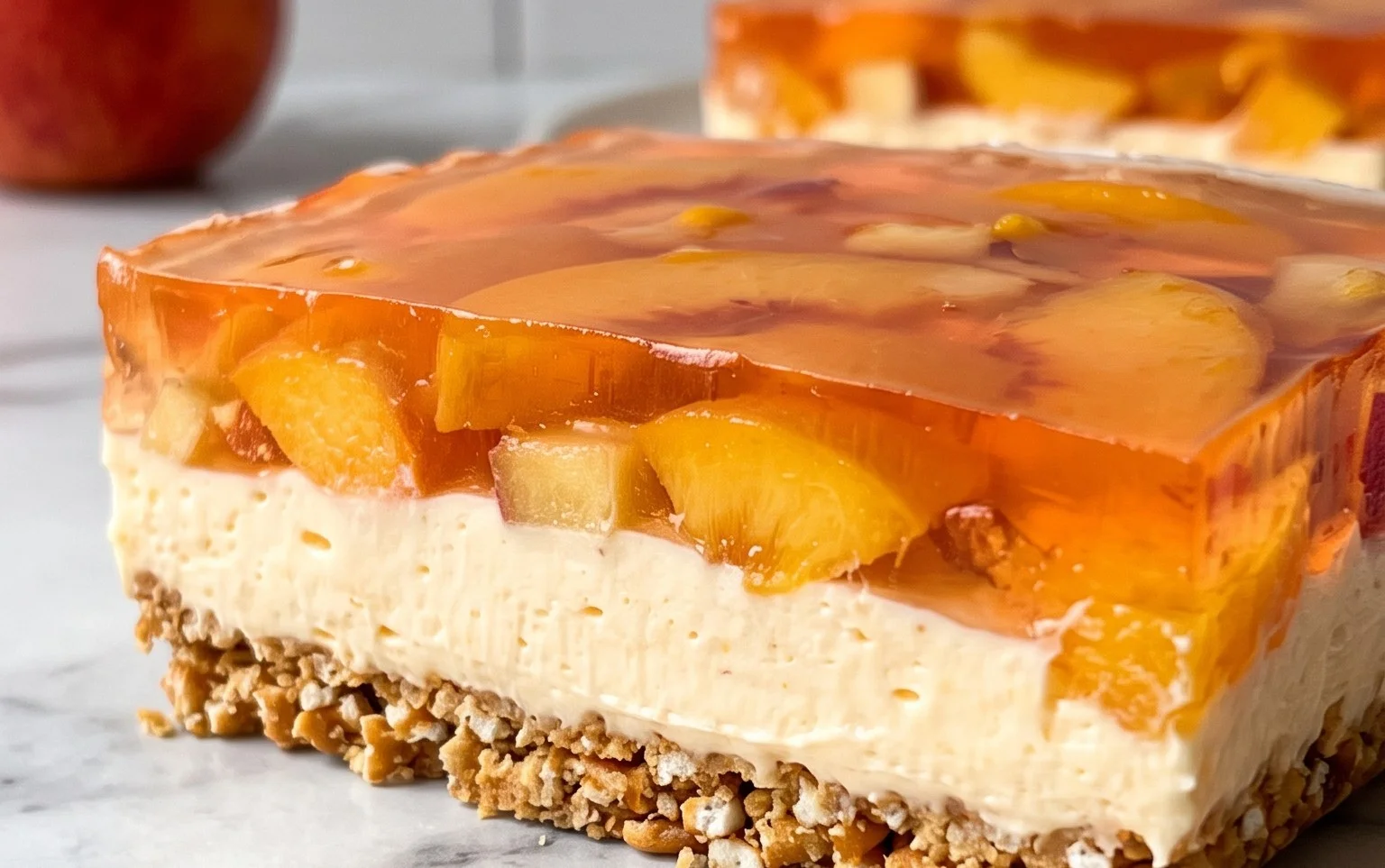 Peach Pretzel Salad Dessert