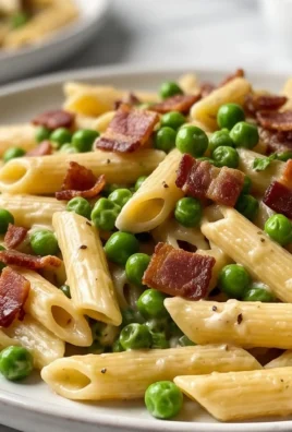 Penne Pasta, Peas and Beef Bacon