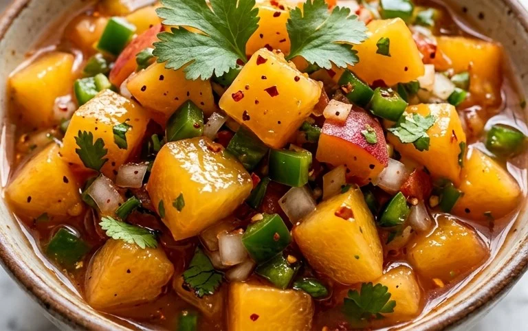 Sweet & Spicy Peach Salsa Canning Recipe